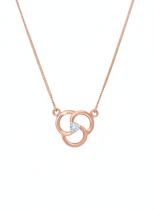 Lustrous Orbit Pendant – 18K Rose Gold Rhodium Plated