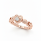 Rosette Heart Bloom Ring – 18K Rose Gold Rhodium Plated
