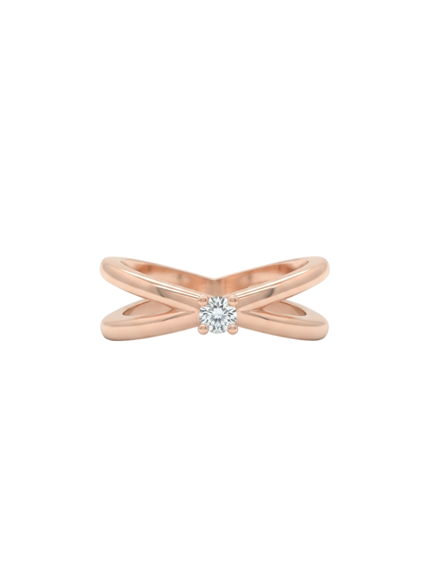 Twin Arc Grace Ring – 18K Rose Gold Rhodium Plated