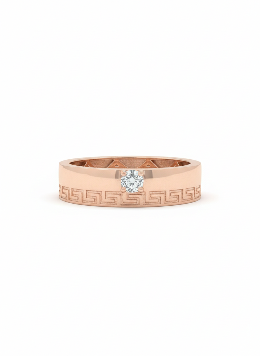 Athenian Grid Ring – 18K Rose Gold Rhodium Plated