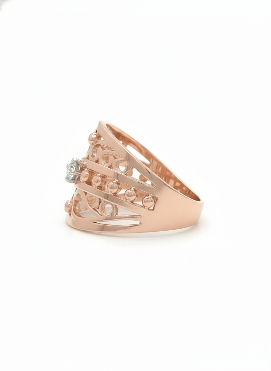 Mesh Solitaire Ring– 18K Rose Gold Rhodium Plated