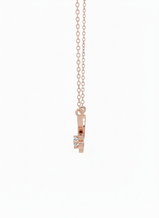 Serina Petal Arc Pendant – 18K Rose Gold Rhodium Plated