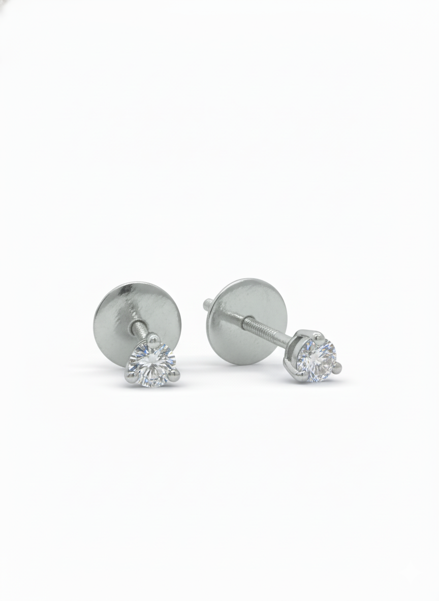 Lunis Halo Studs – 18K White Gold Rhodium Plated