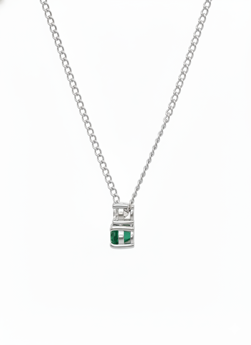 Emerald Dawn Pendant – 18K White Gold Rhodium Plated