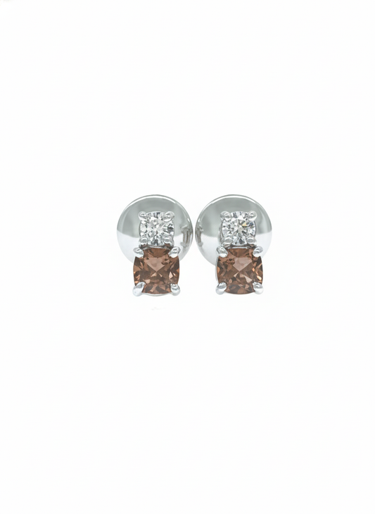 Mocha Radiance Studs – 18K White Gold Rhodium Plated