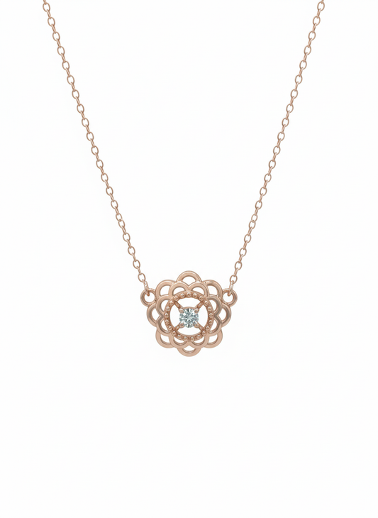 Solara Circle Charm Pendant – 18K Rose Gold Rhodium Plated