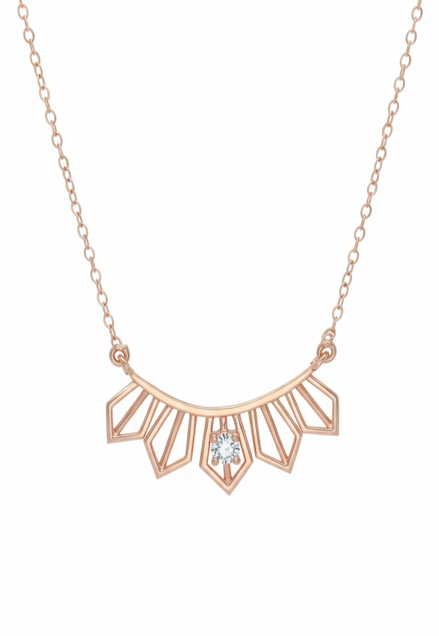 Lyra Beam Pendant – 18K Rose Gold Rhodium Plated