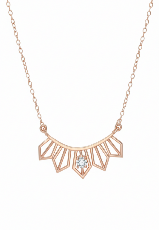 Lyra Beam Pendant – 18K Rose Gold Rhodium Plated