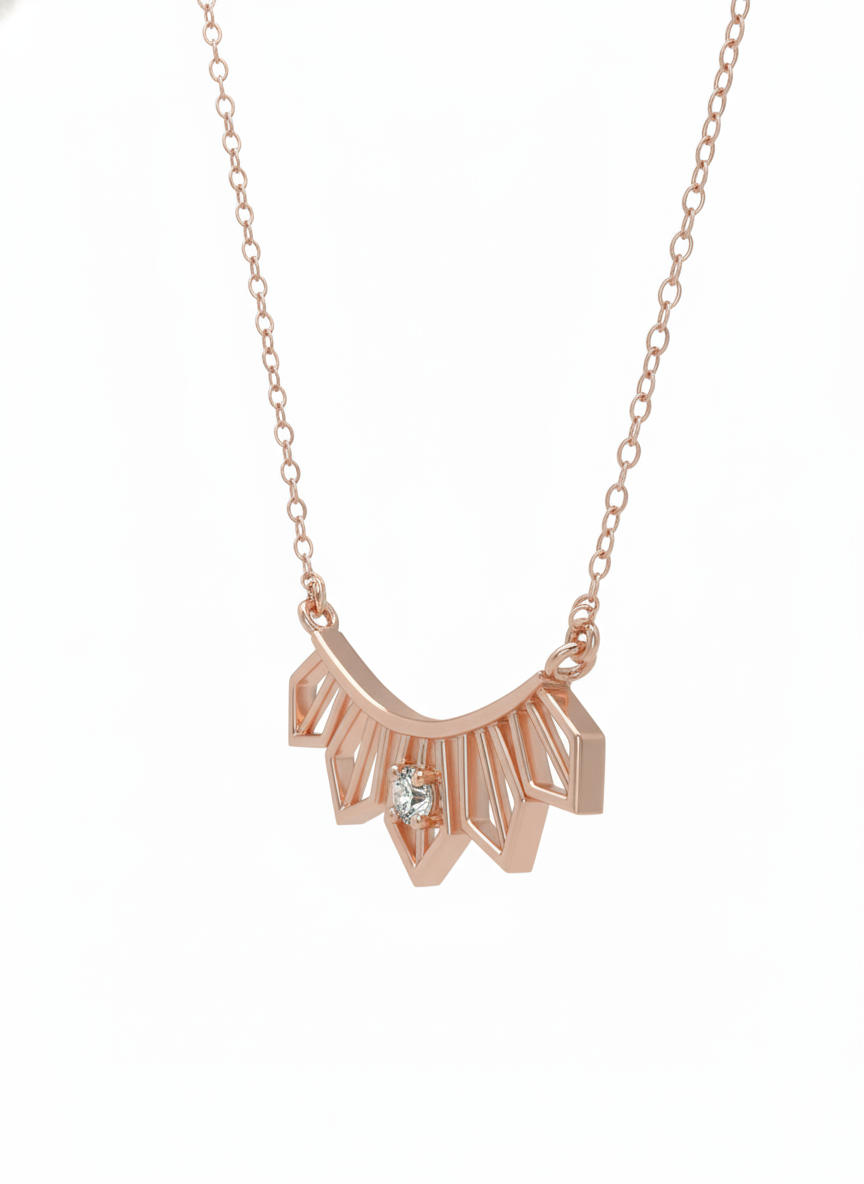 Lyra Beam Pendant – 18K Rose Gold Rhodium Plated