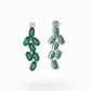 Leaffall Diamond Earrings in 18K White Gold Rhodium Finish with Emerald