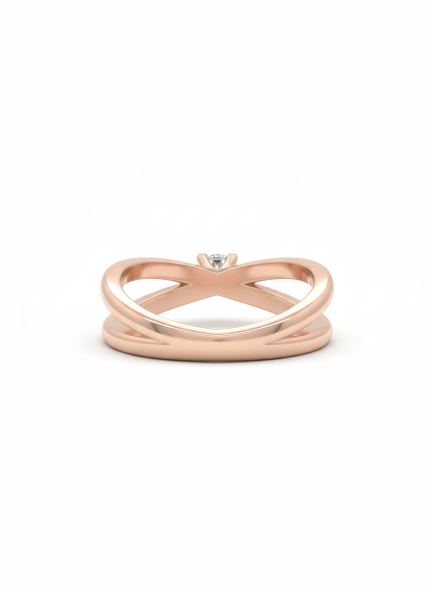 Twin Arc Grace Ring – 18K Rose Gold Rhodium Plated