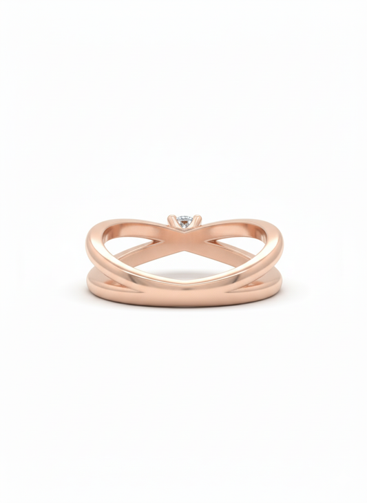 Twin Arc Grace Ring – 18K Rose Gold Rhodium Plated