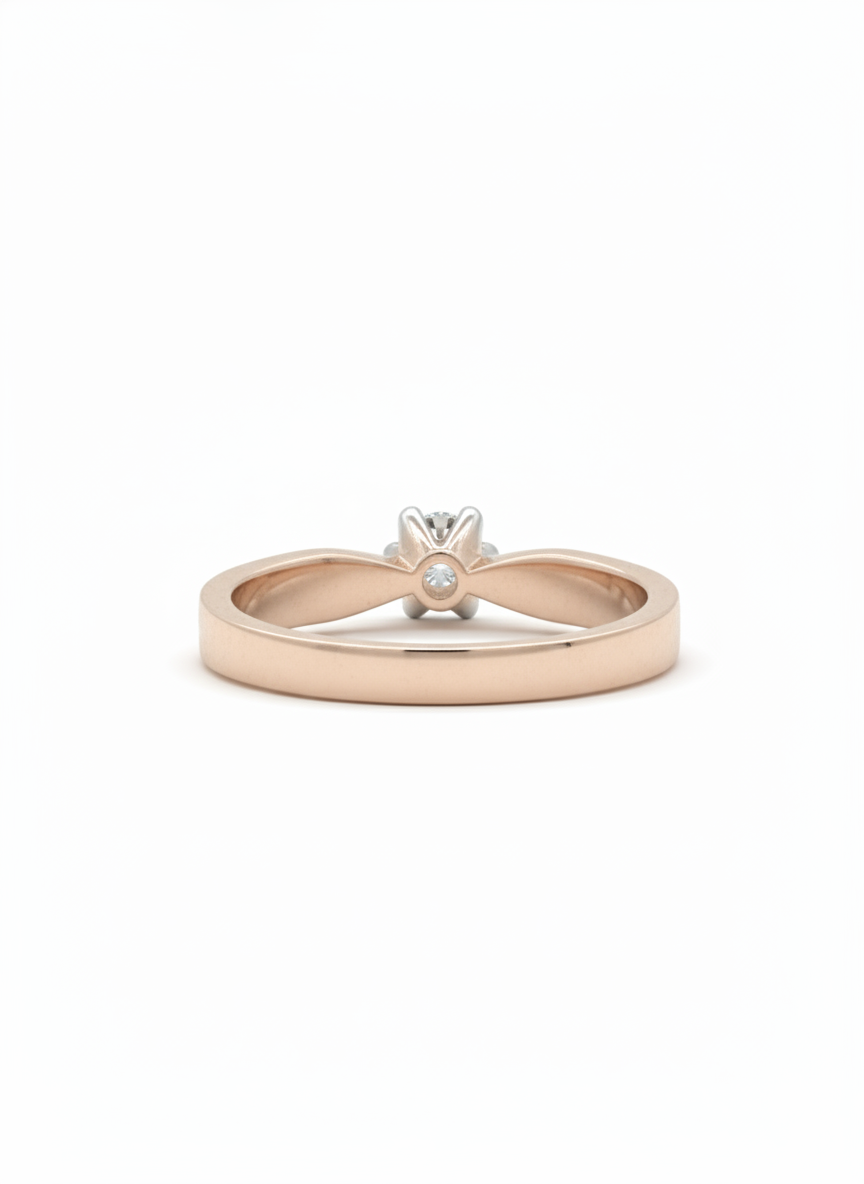 Lustra Flow Solitaire Ring – 18K Rose Gold Rhodium Plated
