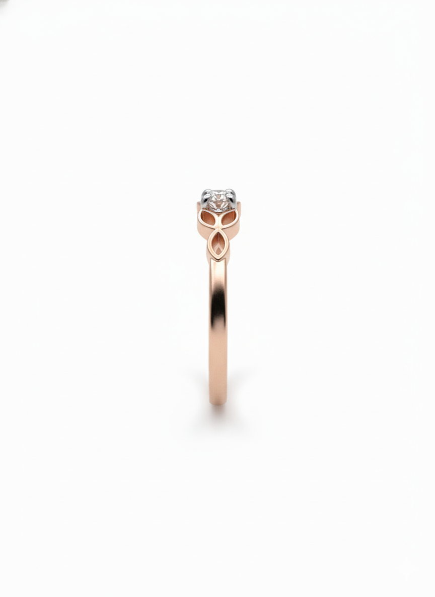 Vine Whisper Loop Ring – 18K Rose Gold Rhodium Plated