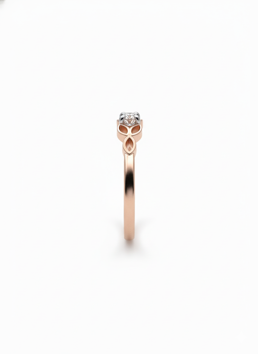Vine Whisper Loop Ring – 18K Rose Gold Rhodium Plated