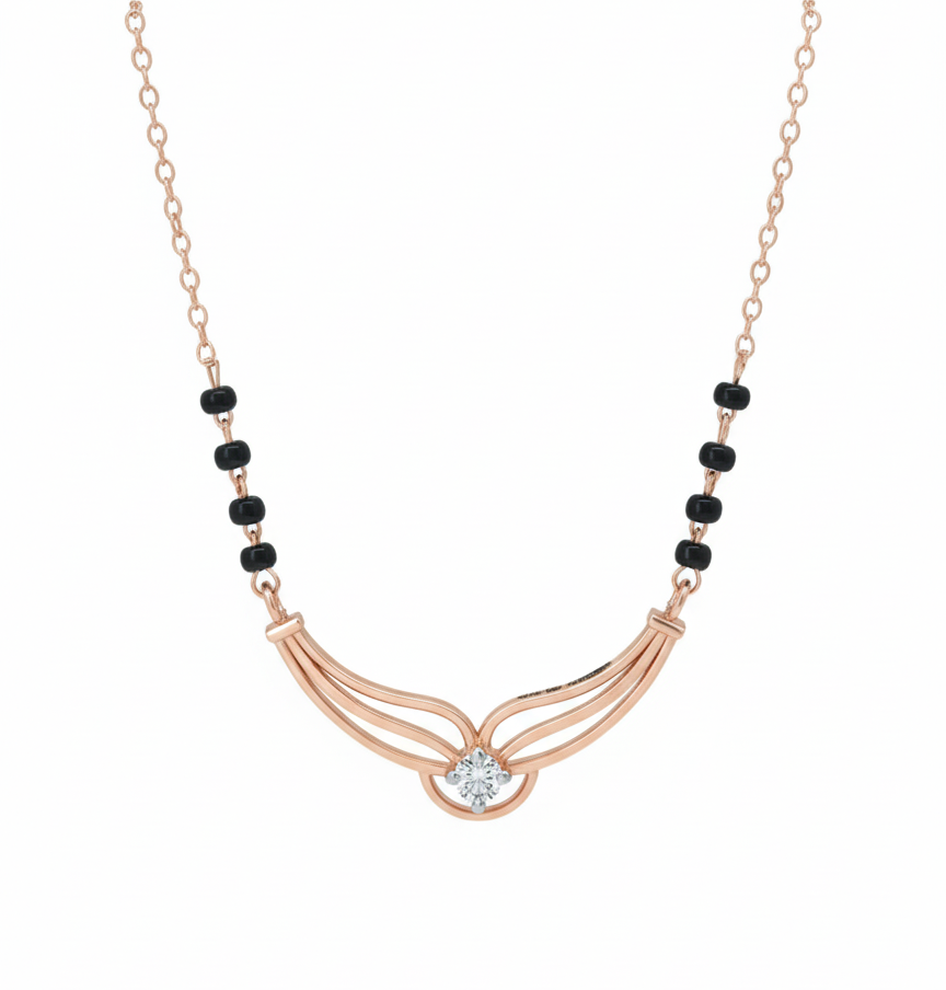 Harmony Arc Mangalsutra – 18K Rose Gold Rhodium Plated