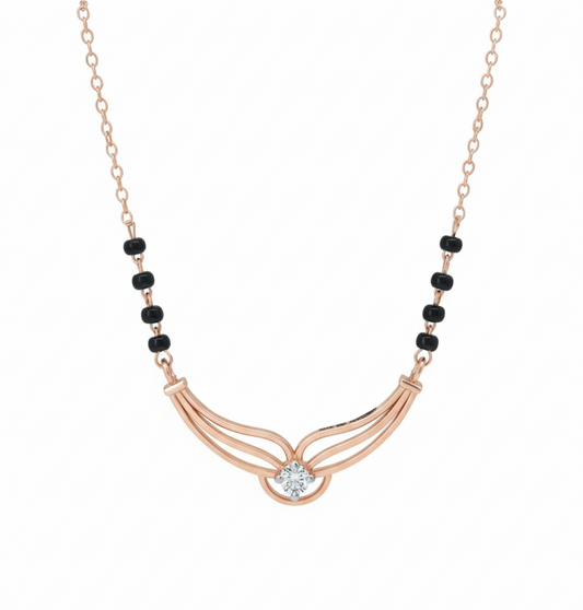 Harmony Arc Mangalsutra – 18K Rose Gold Rhodium Plated
