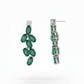 Leaffall Diamond Earrings in 18K White Gold Rhodium Finish with Emerald