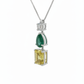 Verin Axis Diamond Pendant with Chain with Dual Stones - 18K White Gold Rhodium Plated