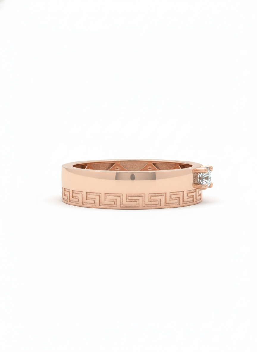 Athenian Grid Ring – 18K Rose Gold Rhodium Plated
