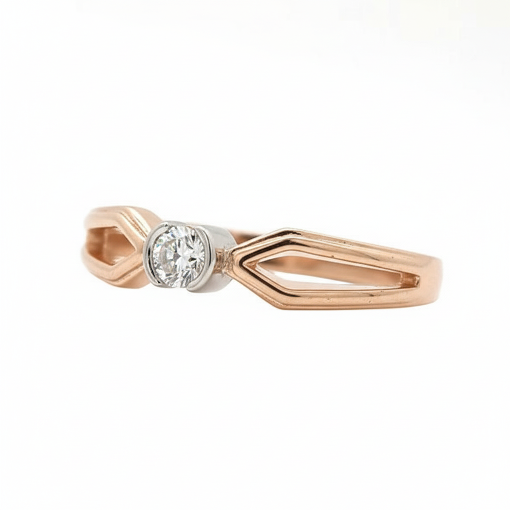 Seren Axis Solitaire – 18K Rose Gold Rhodium Plated
