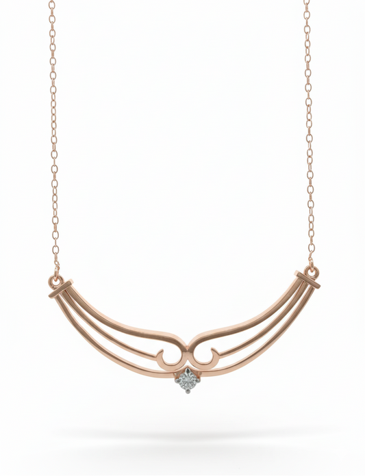 Lyra Arc Grace Pendant Chain– 18K Rose Gold Rhodium Plated