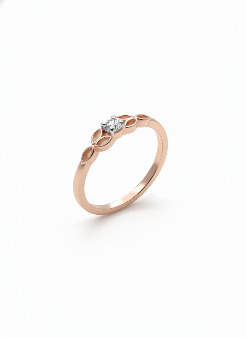 Vine Whisper Loop Ring – 18K Rose Gold Rhodium Plated