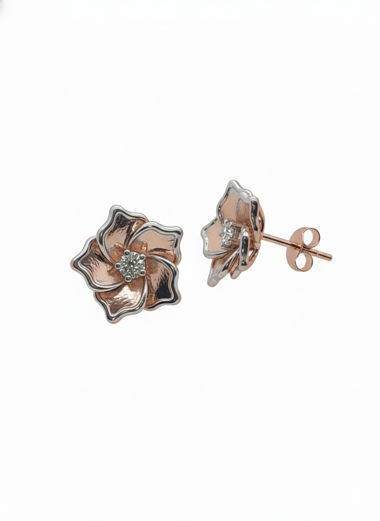 Blush Petal Studs – 18K Rose Gold Rhodium Plated