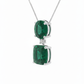 Luxe Emerald Twin Diamond Pendant with Chain - 18K White Gold Rhodium Plated