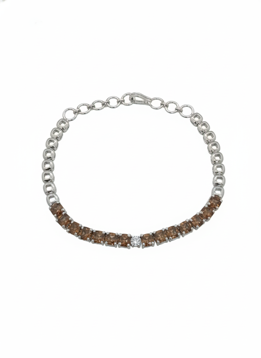 Seraph Arc Link Bracelet – 18K White Gold Rhodium Plated