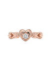 Rosette Heart Bloom Ring – 18K Rose Gold Rhodium Plated