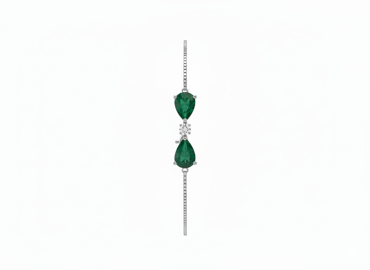 Emerald Dusk Stone Bracelet – 18K White Gold Rhodium Plated