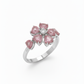 Petal Crown Stone Ring – 18K White Gold Rhodium Plated