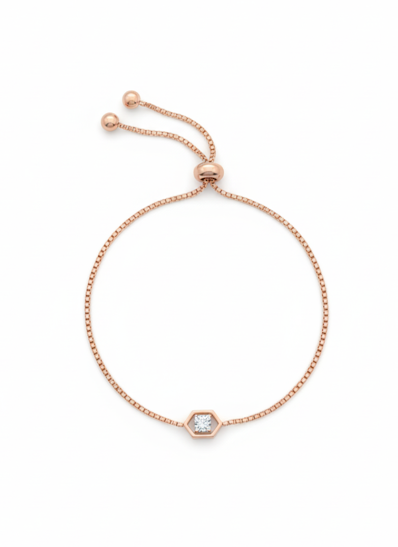 Radiant Prism Link Bracelet – 18K Rose Gold Rhodium Plated