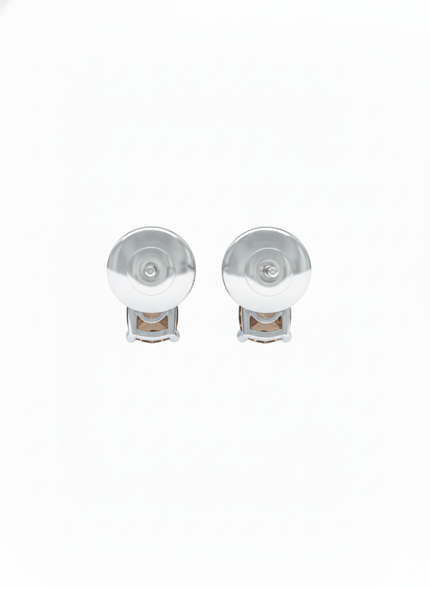 Mocha Radiance Studs – 18K White Gold Rhodium Plated