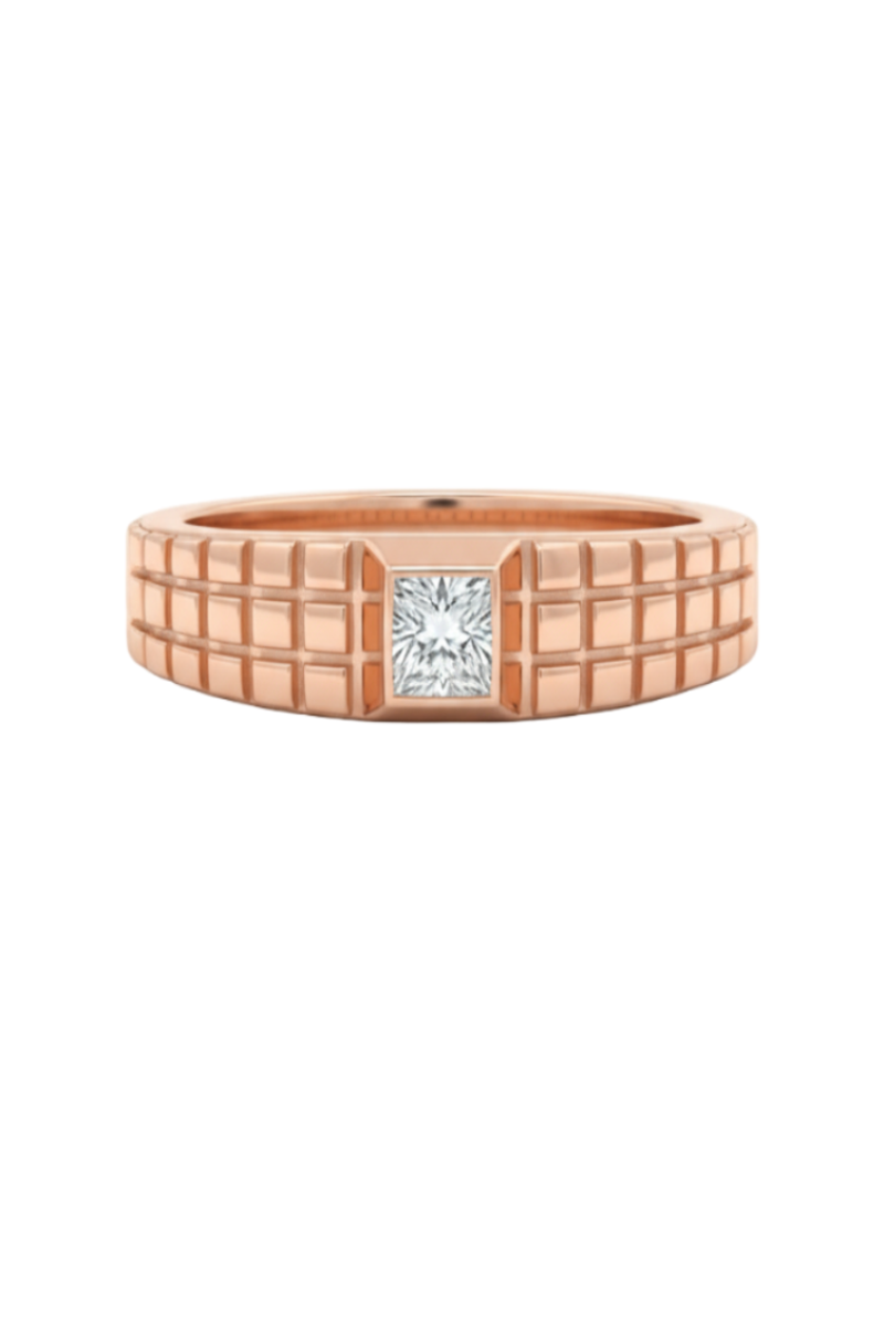 Axiom Square Ring – 18K Rose Gold Rhodium Plated