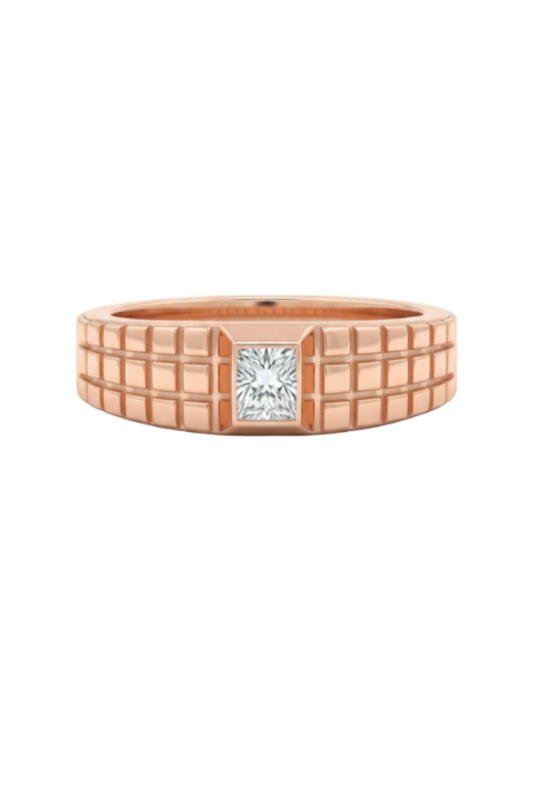 Axiom Square Ring – 18K Rose Gold Rhodium Plated