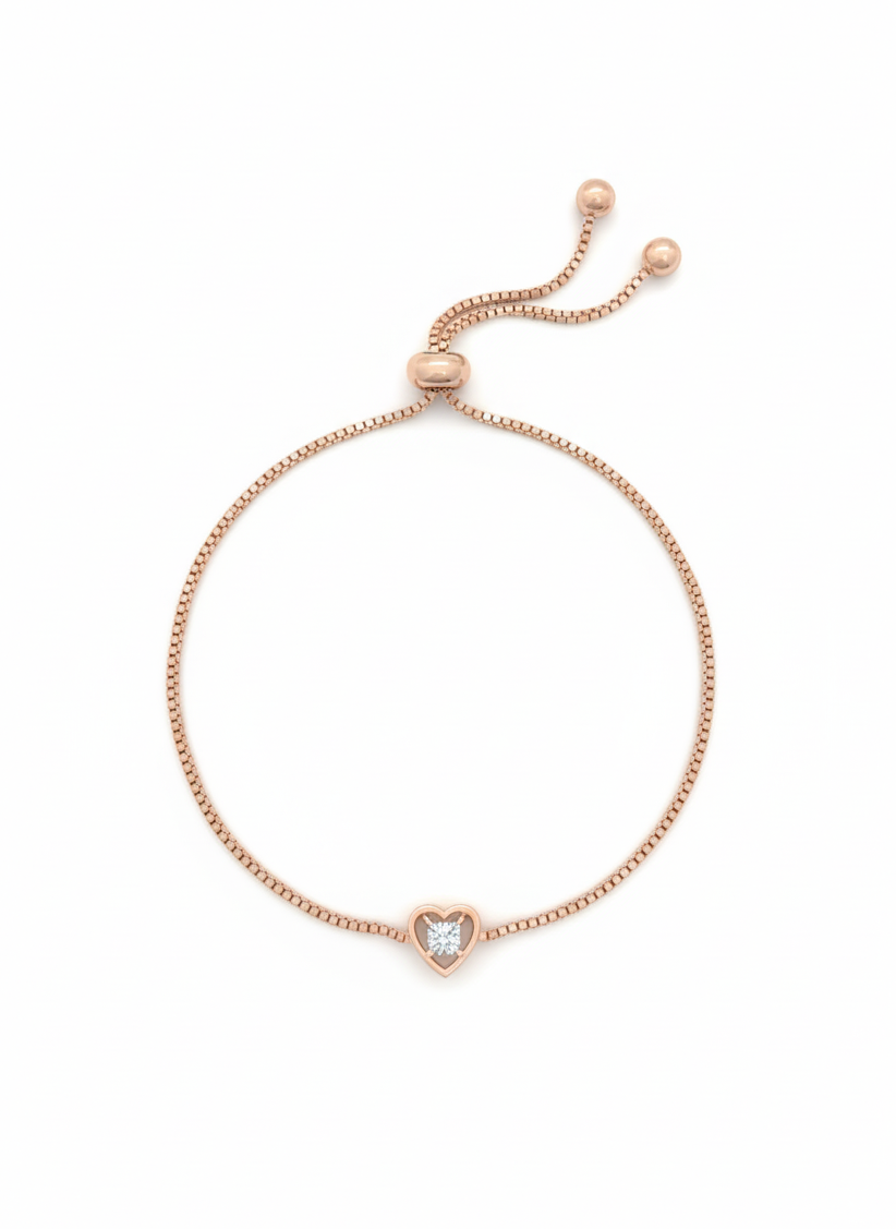 Serene Heart Glow Bracelet – 18K Rose Gold Rhodium Plated