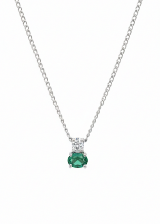 Emerald Dawn Pendant – 18K White Gold Rhodium Plated
