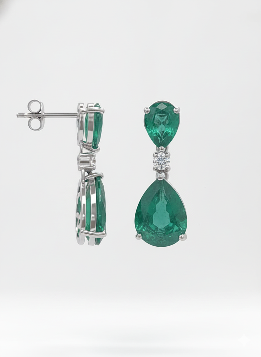 Serina Luxe Pear Set – 18K White Gold Rhodium Plated