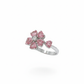 Petal Crown Stone Ring – 18K White Gold Rhodium Plated