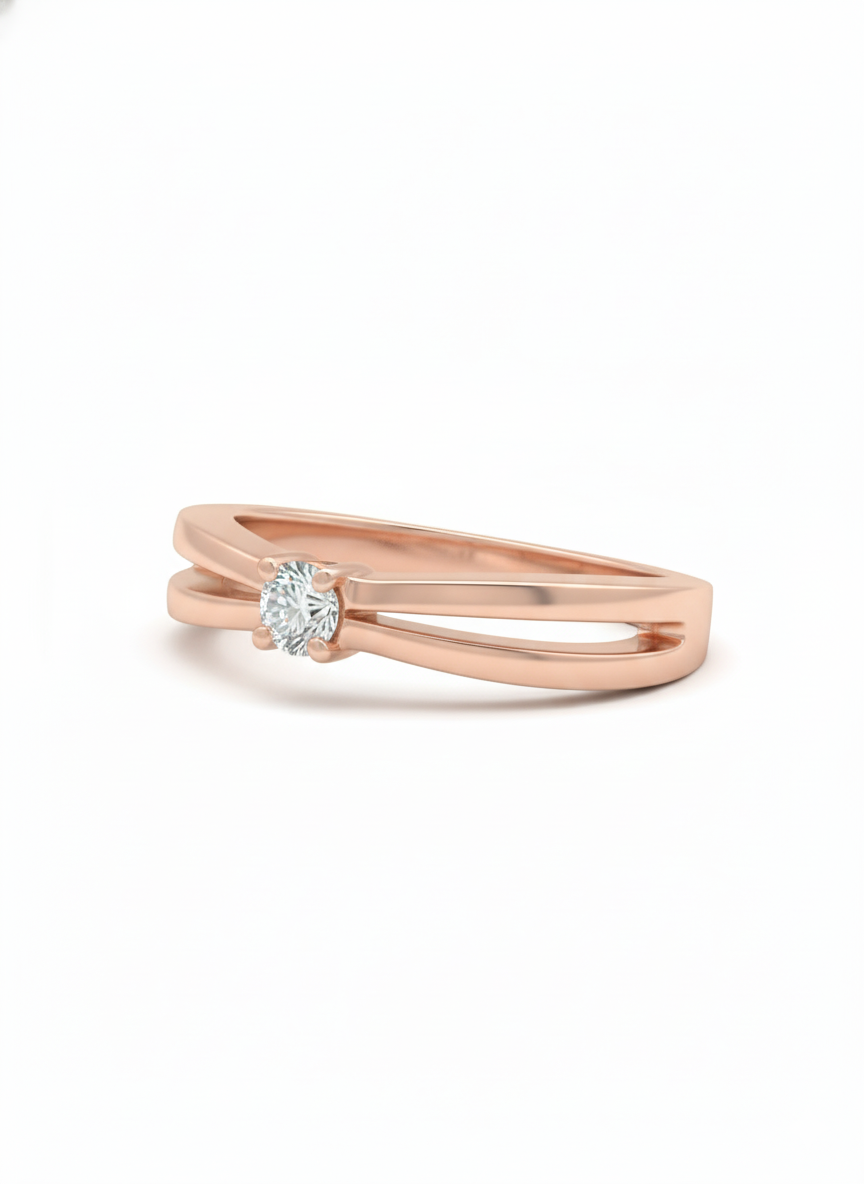 Crossline Radiant Ring – 18K Rose Gold Rhodium Plated