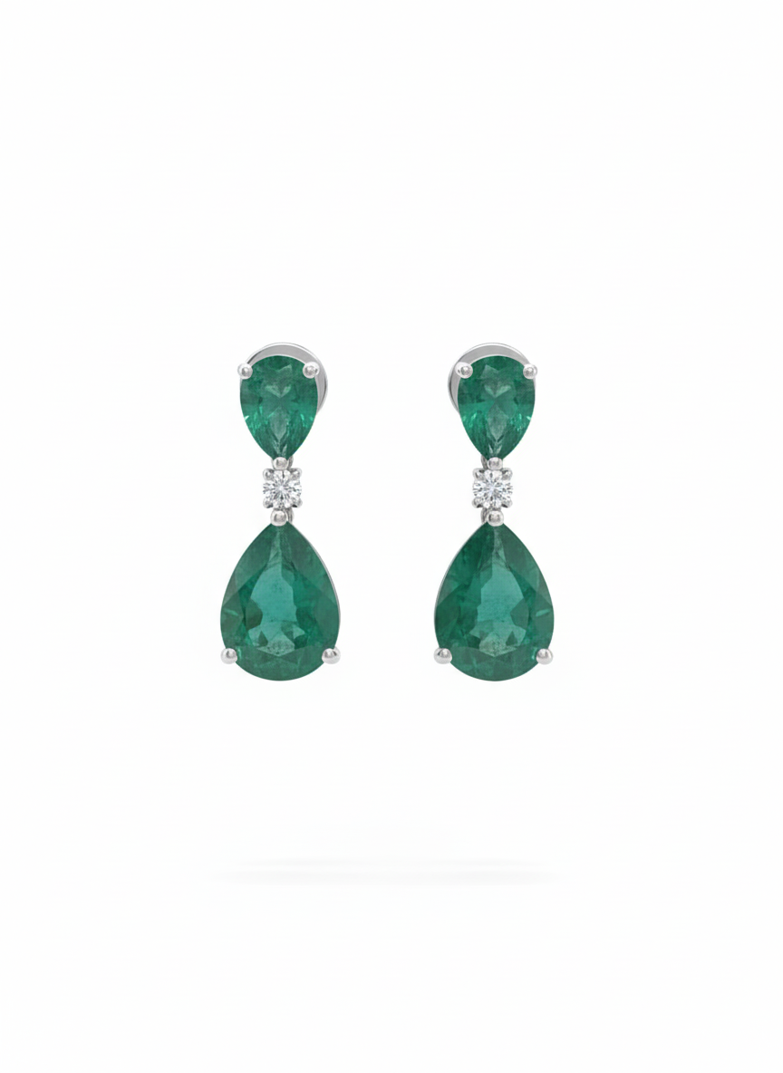 Serina Luxe Pear Set – 18K White Gold Rhodium Plated