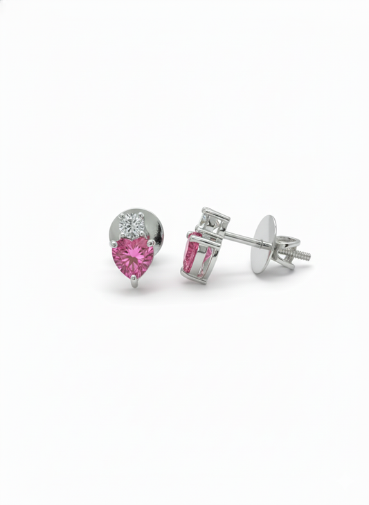 Pink Muse Sparkle Studs – 18K White Gold Rhodium Plated