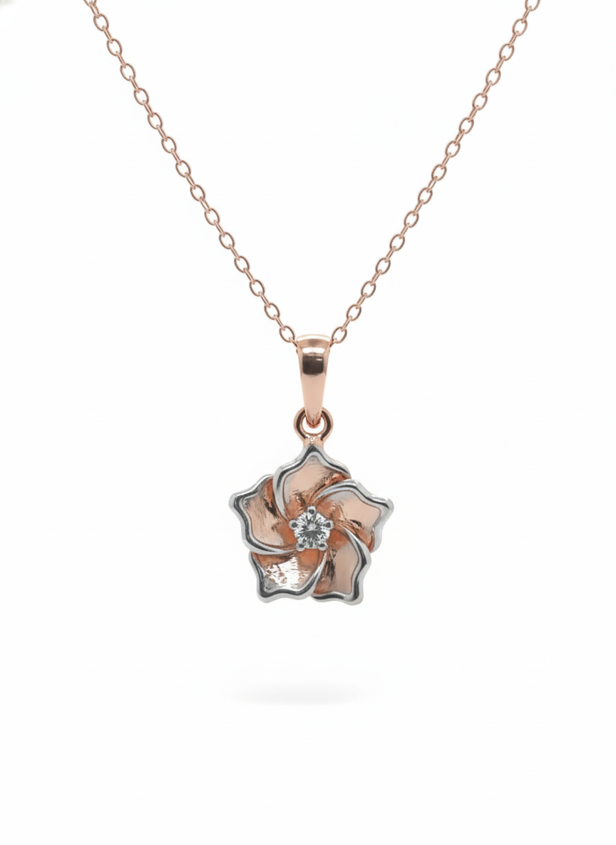 Rosalyn Charm Pendant – 18K Rose Gold Rhodium Plated