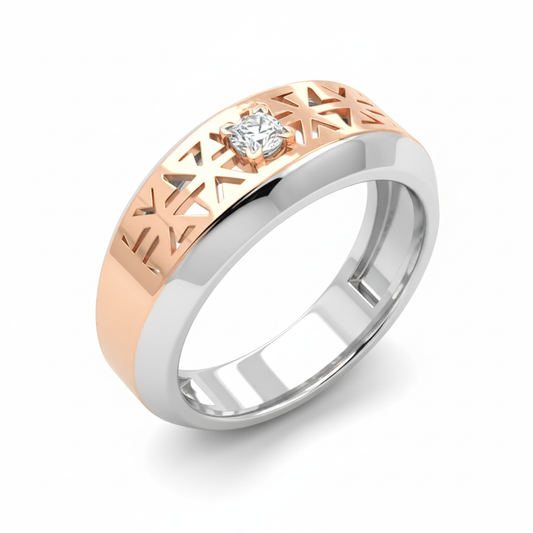 Axton Geo Crest Ring – 18K Rose Gold Rhodium Plated