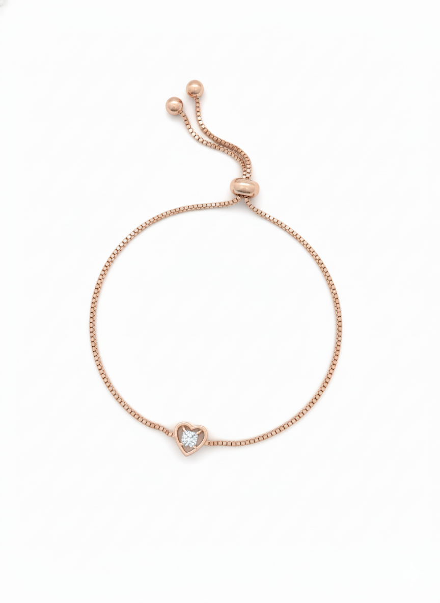 Serene Heart Glow Bracelet – 18K Rose Gold Rhodium Plated