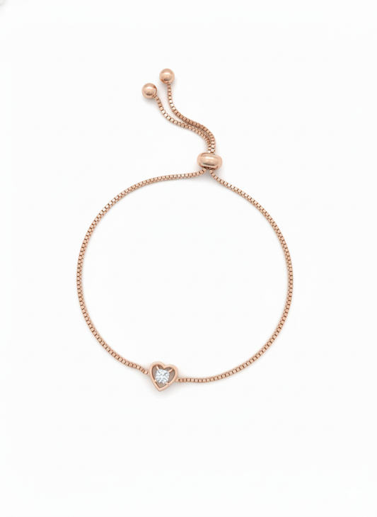 Serene Heart Glow Bracelet – 18K Rose Gold Rhodium Plated