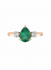Aurora Dewdrop Stone Ring – 18K Rose Gold Rhodium Plated