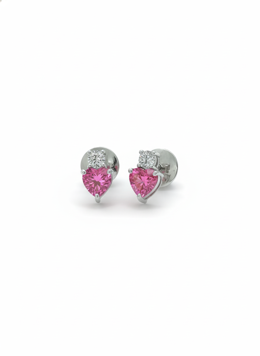 Pink Muse Sparkle Studs – 18K White Gold Rhodium Plated